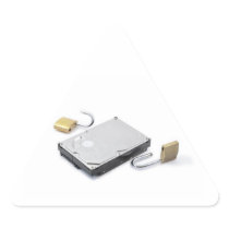 Hard disc protection broken on a white background sticker