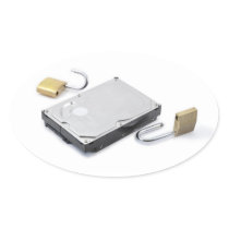 Hard disc protection broken on a white background stickers
