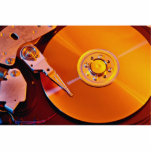 Hard drive with golden platter photo sculpture