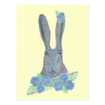 Hare and fFowers postcard.