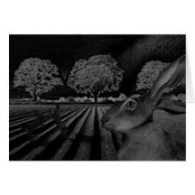 Hares at Night Greeting Cards
