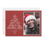 Hark the Christmas carol lyric tree photo red invitations