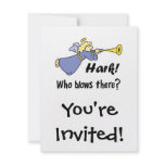 Hark Who Blows There Funny Angel Personalized Invitations