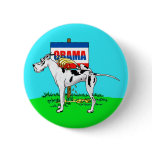 Harlequin Dane Pi$$ on Obama Button