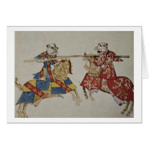 Harley 4205 f.366 Jousting Knights, c.1445 (vellum Cards
