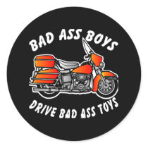 Harley Bad Ass Boys Black Round Stickers