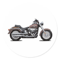 Harley Davidson Fat Boy Round Stickers