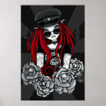 Harley Red Tattoo Biker Rose Angel Poster