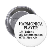 Harmonica Player Hot Air Pinback Button
