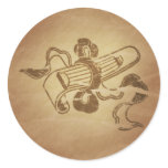 Harp Music Chinese Round Stickers