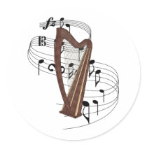 Harp Round Stickers