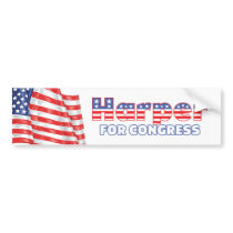 Harper for Congress Patriotic American Flag Bumper Sticker