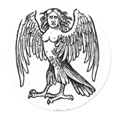 Harpy Beast Round Sticker by Tower_of_Shadows