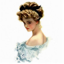 Harrison Fisher Girl  in Blue Pin Photo Sculpture
