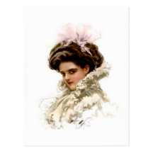 Harrison Fisher Girl with aPink Bow Post Cards