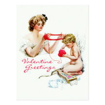 Harrison Fisher: Woman with Cupid Post Cards