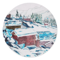 Hart art drawings old and new 133 round stickers