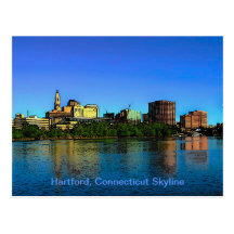 Hartford Connecticut Skyline Cartoon Post Card