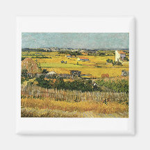 Harvest at La Crau, Vincent Van Gogh Magnet