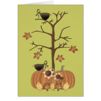 Harvest Fall Autumn Pumpkin Crow Leaves