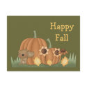 Harvest Fall Autumn Pumpkin Leaves Squirrel postcards