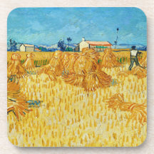 Harvest in Provence by Vincent Van Gogh Coaster