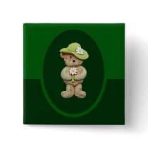 Hat & Flowers Teddy Bear buttons