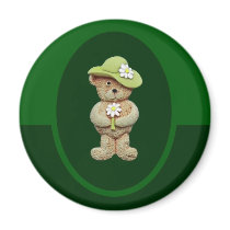 Hat & Flowers Teddy Bear magnets