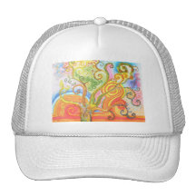 Hat with Colourful Psychedelic Tree Design