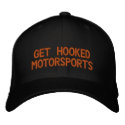 Hat with "GET HOOKED MOTORSPORTS" design embroidered hats