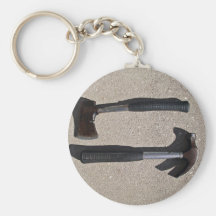 Hatchet and hammer in display keychain