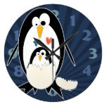 Hatching Penguin Large Clock