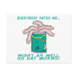 hates me eat worms postcards