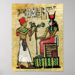 Hathor, Egyptian Goddess, Sycamore Branch on Thron Poster