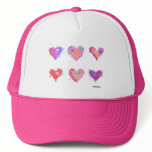 Hats, Caps - Pop Art Crazy Hearts 2