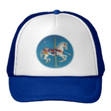 Hats, Caps - Red, White & Blue Carousel Horse