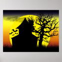 Haunted House Sunset Poster Print