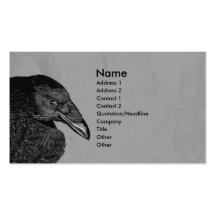 Haunting Black Crow Face Grey Business Cards