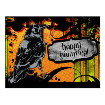 Haunting Crow Halloween Postcard