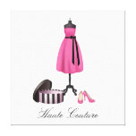 Haute Couture Pink Dress and Shoes on Canvas canvas prints