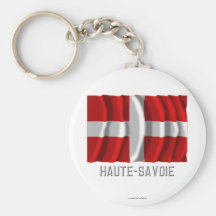 Haute-Savoie waving flag with name Key Chain