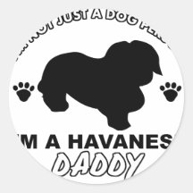 Havanese Dog Daddy Round Sticker