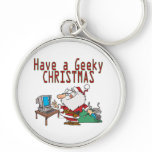 have a geeky christmas santa computer tech keychains