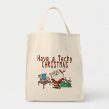 have a techy christmas computer geek santa canvas bags