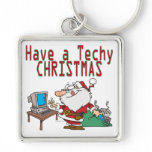have a techy christmas computer geek santa keychains