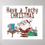 have a techy christmas computer geek santa posters