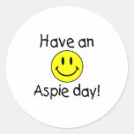 Have An Aspie Day (Smiley) Round Stickers
