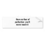 Have no fear of perfection:  you'll never reach it bumper sticker
