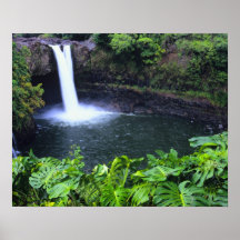 Hawaii, Big Island, Hilo, Rainbow Falls, Lush Poster