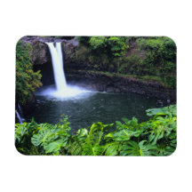 Hawaii, Big Island, Hilo, Rainbow Falls, Lush Rectangle Magnets